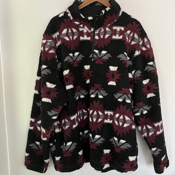 Wrangler Retro Men's 1/4 Zip Aztec Fleece Pullover Jacket Size XL - Picture 1 of 4